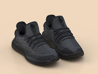 Black Knitted Athletic Shoes Designed For Sports And Daily Use 3d model