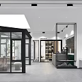 Modern Door And Window Showroom Featuring Glass Displays Plants And Lighting