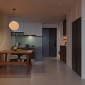 Modern Cozy Living And Dining Room With Soft Leather Sofa And Beautiful Panoramic Sunset View