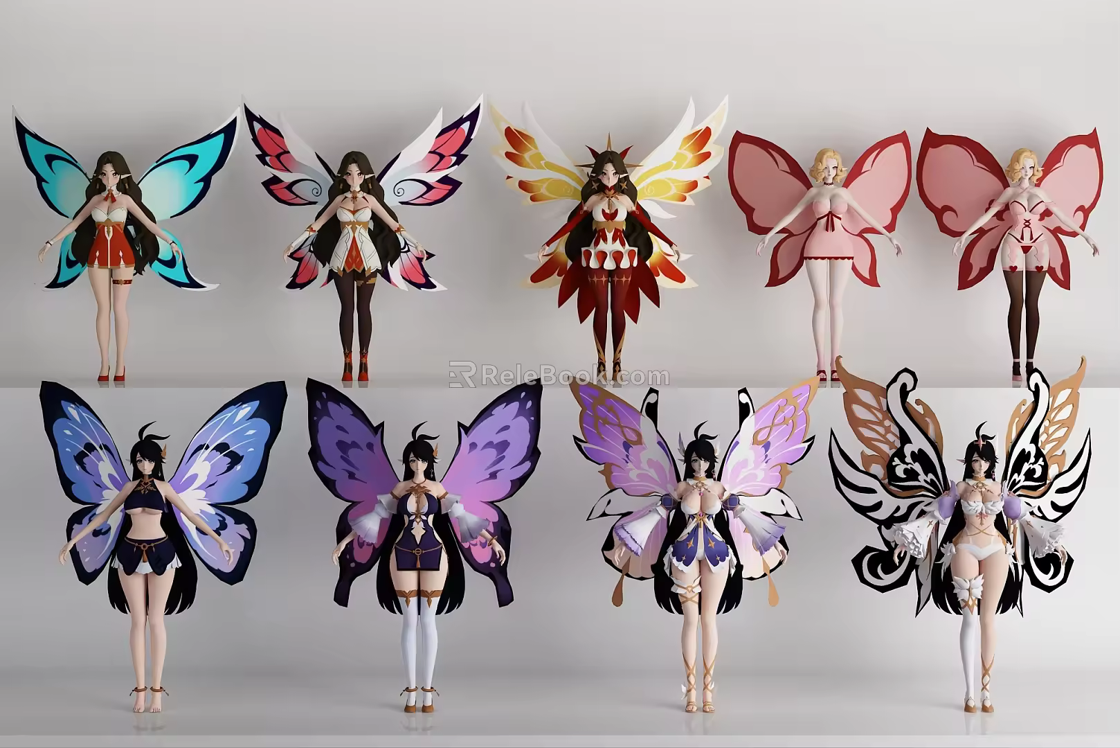 Modern Secondary Beauty Cartoon Characters Game Characters Game Characters Secondary Butterfly Fairy Hand-suit Bikini 3d model