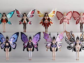 Modern Secondary Beauty Cartoon Characters Game Characters Game Characters Secondary Butterfly Fairy Hand-suit Bikini 3d model