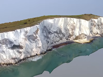 Picturesque Garden Landscape Featuring Green Grass White Cliffs And Blue Seawater By Coastline 3d model