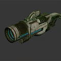 Futuristic Sci Fi Weapon With Blue Glowing Elements And Metallic Mechanical Structure
