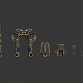 Ornate Metal Decorative Artifacts With Blue Accents And Gemstone Details In Various Designs