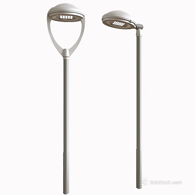 Modern Outdoor Garden Lights With Sleek Metal Pole And Stylish Lamp Head Design 3d model 