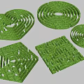 Green Grass Garden Maze Landscape With Various Shapes Circular Heart And Square