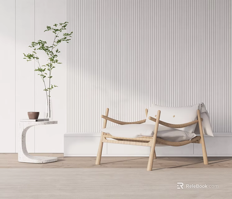 Modern Comfortable Lounge Chair With Soft Cushion Wooden Frame For Cozy Living Room 3d model 