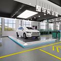 Well Equipped Auto Maintenance Store Interior With Service Cars And Professional Tools