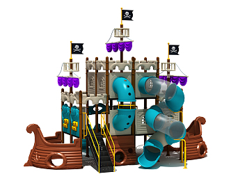 Modern Amusement Equipment Plastic Pirate Ship 3d model