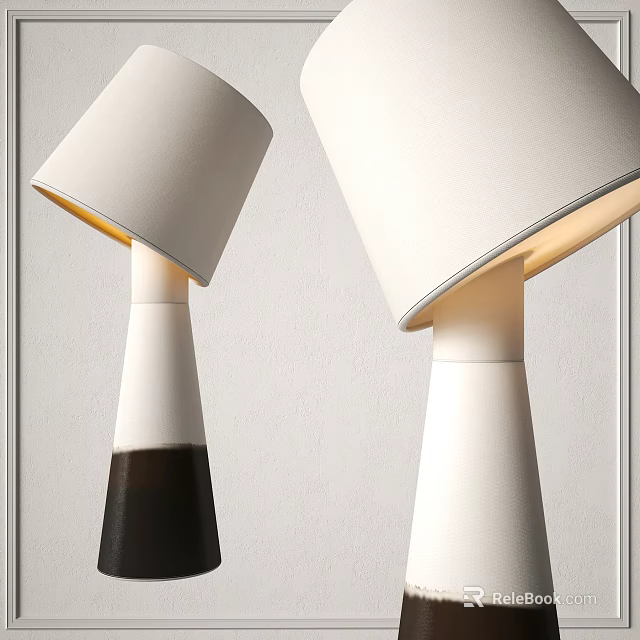 Modern Table Lamps With White Shades And Black White Bases Against White Wall 3d model 