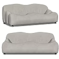 Modern Light Gray Fabric Two-Seater Sofa With Rounded Shape And Black Legs 3d model