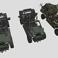 Military Utility Vehicles With Open Structure Off Road Tires And Mounted Machine Gun