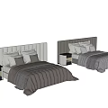 Upholstered Double Bed In Modern Design With Soft Quilted Bedding And Matching Nightstands