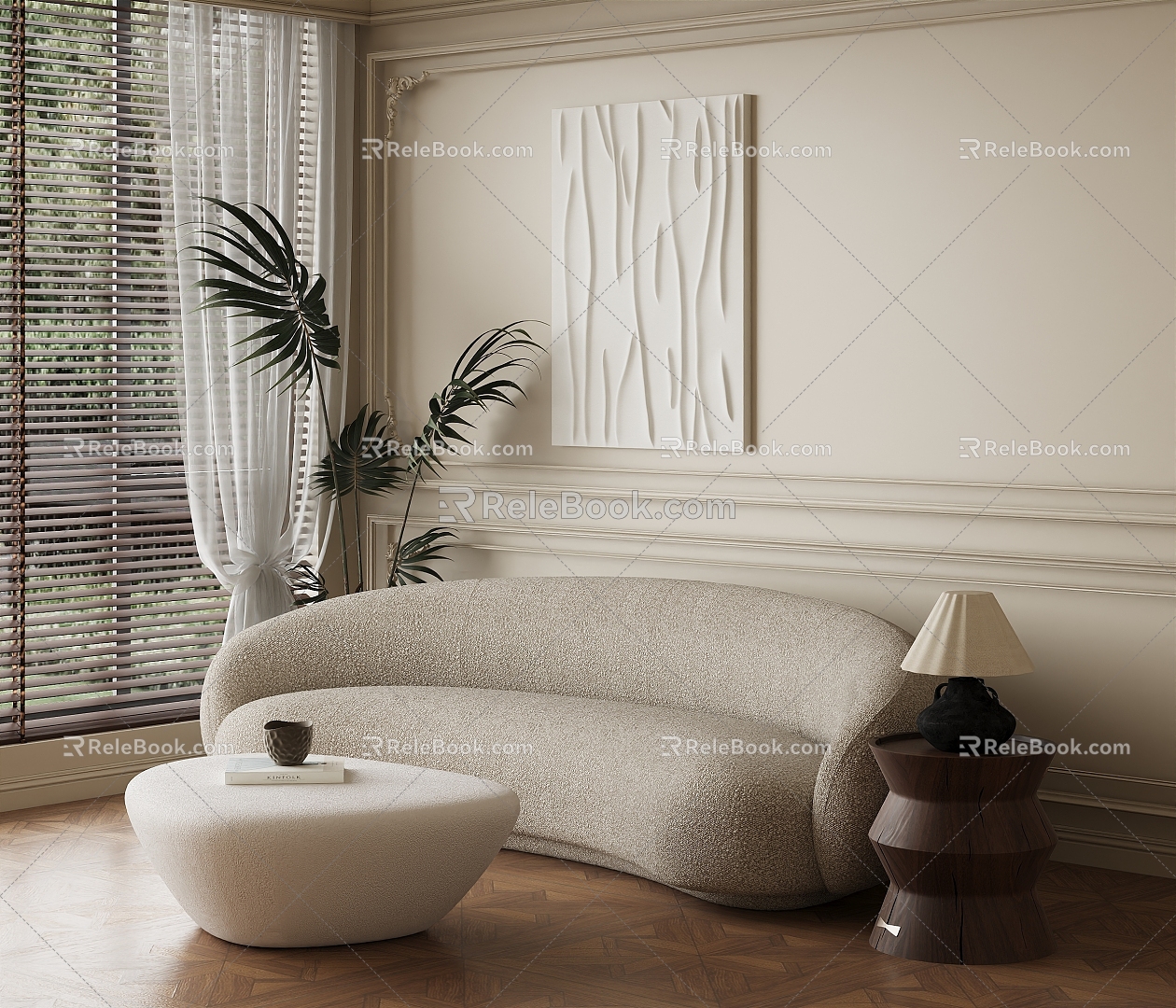 Middle style living room sofa combination 3d model