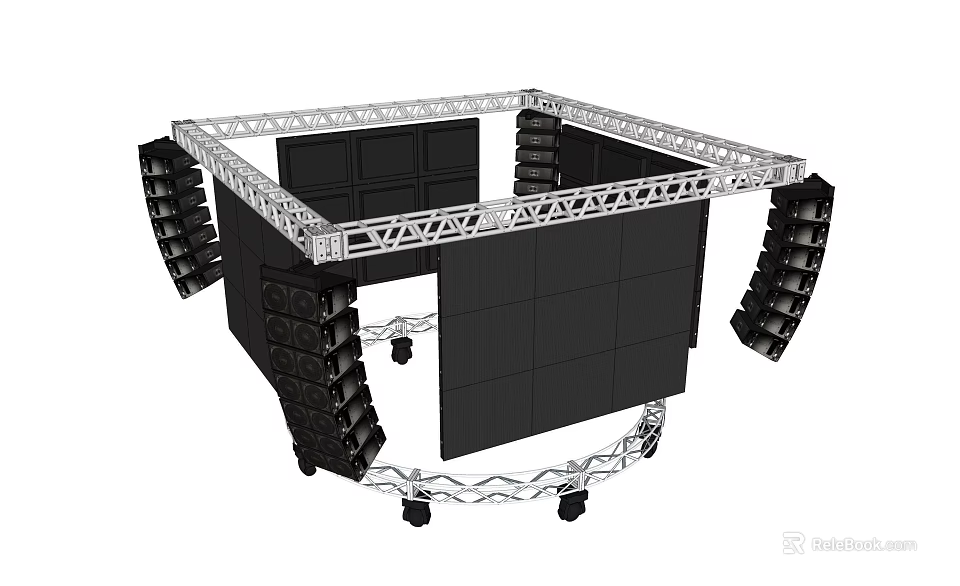 Square Shaped Playground Equipment With Metal Frame Black Panels Steps And Wheels 3d model 