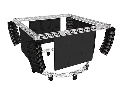 Square Shaped Playground Equipment With Metal Frame Black Panels Steps And Wheels 3d model