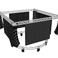 Square Shaped Playground Equipment With Metal Frame Black Panels Steps And Wheels