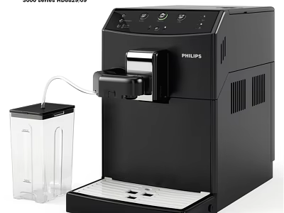 Philips Black Automatic Coffee Machine With Control Panel And Transparent Container 3d model