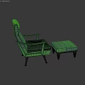 Modern Break Area Featuring Green Woven Chair Ottoman With Black Legs Design
