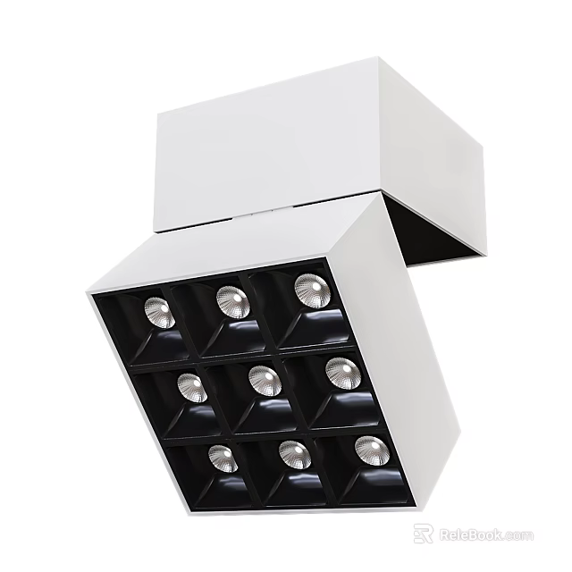 Modern Ceiling Downlights Spotlights With Multiple LED Lamps White Frame Black Panel Design 3d model