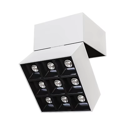 Modern Ceiling Downlights Spotlights With Multiple LED Lamps White Frame Black Panel Design 3d model