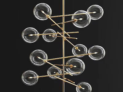 Modern Decorative Chandelier With Golden Metal Frame And Transparent Glass Balls Design 3d model
