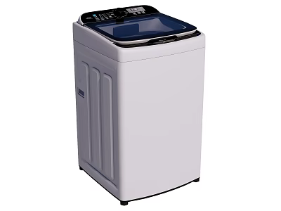 White Top loading Washing Machine With Digital Control Panel And Transparent Lid 3d model