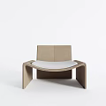 Modern Single Sofa With Unique Curved Frame And Beige Fabric Light Cushion 3d model