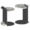 Modern Minimalist Side Tables With Marble Tabletop And Black Metal Base 3d model