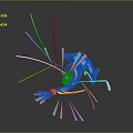Game Movie Character Blue In Dynamic Futuristic Pose With Red Pink Lines Wristband Detail