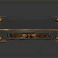 Antique Black And Gold Cabinet With Ornate Carvings And Decorative Shelves