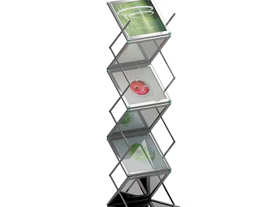 Modern Multi Layer Display Rack with Glass Shelves for Magazine 3d model