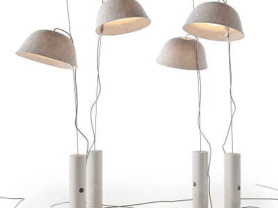 Four Modern Minimalist Table Lamps With Gray Shades And White Cylindrical Bases 3d model
