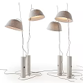 Four Modern Minimalist Table Lamps With Gray Shades And White Cylindrical Bases