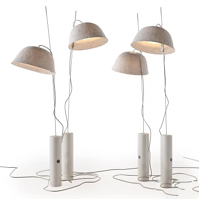Four Modern Minimalist Table Lamps With Gray Shades And White Cylindrical Bases 3d model