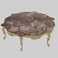 Elegant Coffee Table With Ornate Gold Carved Legs And Marble Top