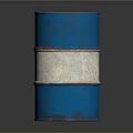Vintage Blue Oil Barrel With White Stripe And Skull Hazard Symbol