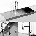 Stainless Steel Single Bowl Kitchen Sink With Pull Out Faucet And Modern Undermount Design