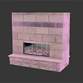 Classic Brick Fireplace Design With Beige Brick Tiles Dark Accent Stripe And Flaming Hearth
