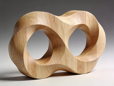 Artistic Wooden Sculpture With Intertwined Double Loops And Smooth Curved Design 3d model