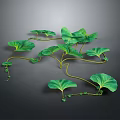 Green Vines Plant With Curved Stems And Many Green Leaves On Dark Background