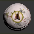 Butterfly and Bird Decorated Ceramic Egg Container with Painted Leaves and Ornate Stand