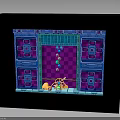 Colorful Frame Scene Featuring Yellow Character Floating Colorful Dots Purple Blue Architecture And Pink Checkerboard