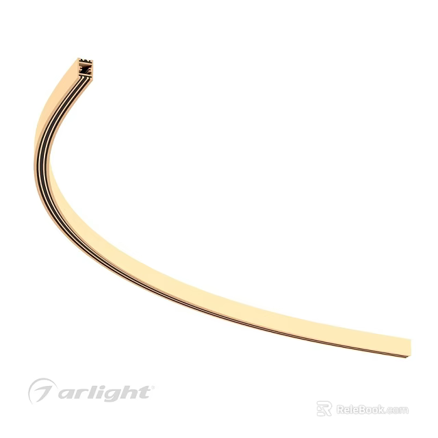 Golden Curved Downlights and Spotlights Fixture for Modern Interior Design 3d model 