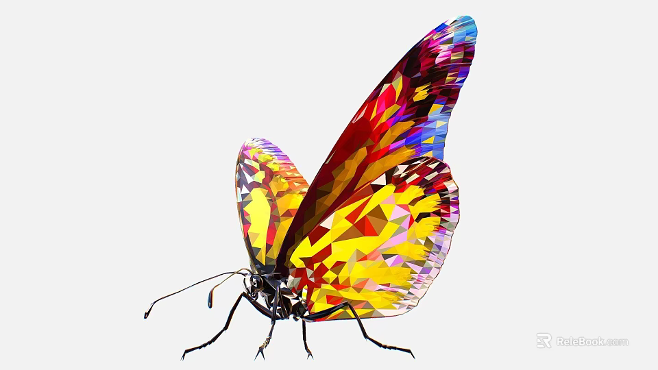 Vibrant Colorful Butterfly Artwork With Geometric Patterns And Bright Hues 3d model 
