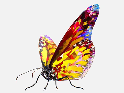 Vibrant Colorful Butterfly Artwork With Geometric Patterns And Bright Hues 3d model