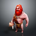 Prehistoric Caveman Character With Red Hair Beard And Leopard Skin Outfit Holding Stone Tool
