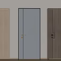 Three Modern Hinged Doors With Different Materials And Sleek Designs 3d model