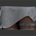 Stylish Decorative Ornament Set With Gray Cloth Covered Red Brick Buckets And Black Stripes