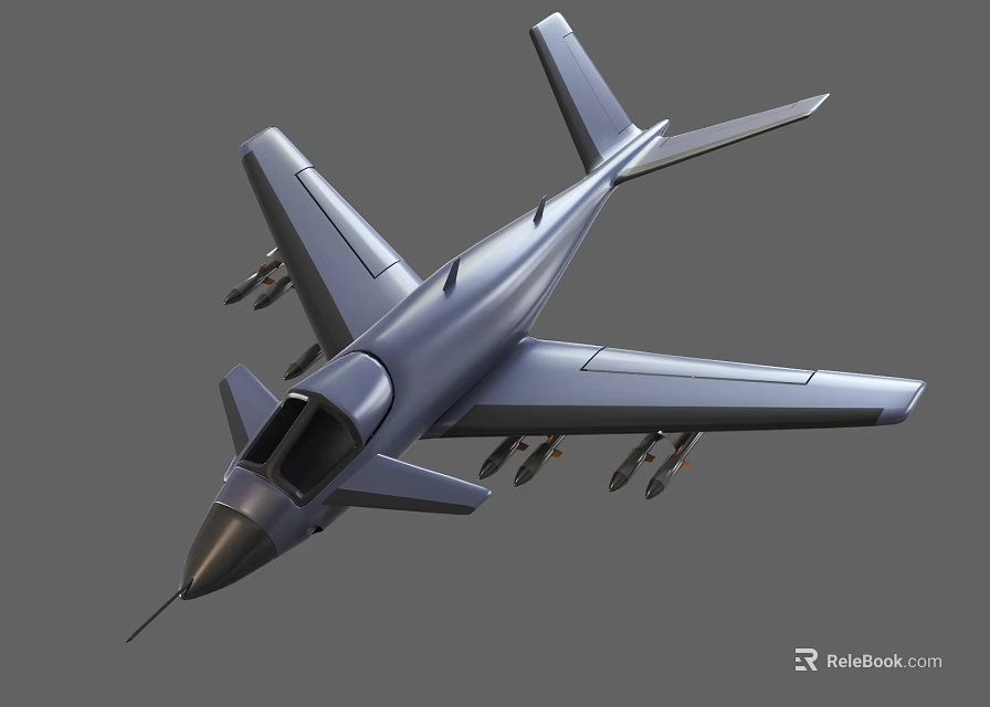Silver Fighter Jet With Modern Design Armed With Multiple Missiles In Flight 3d model 
